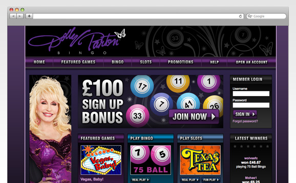 Plus-Five Gaming, Dolly Parton Bingo Website - image 2